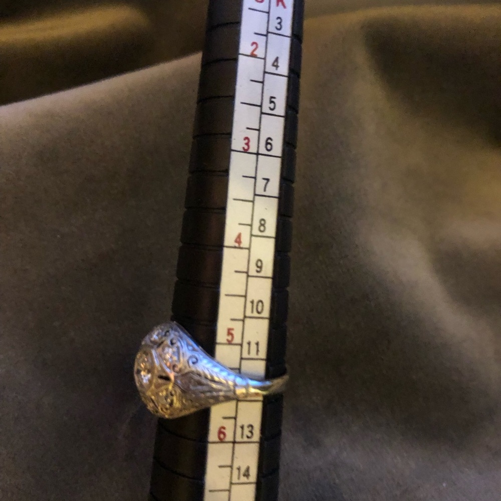 Antique platinum 14k diamond ring - Picture 10 of 13